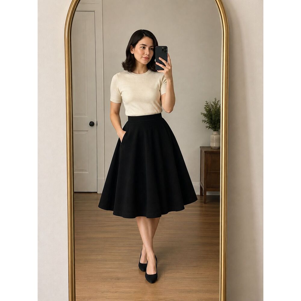 Vintage 1950’s Quilted Velvet Full Circle Skirt Waist=13” Pocket Side Zip